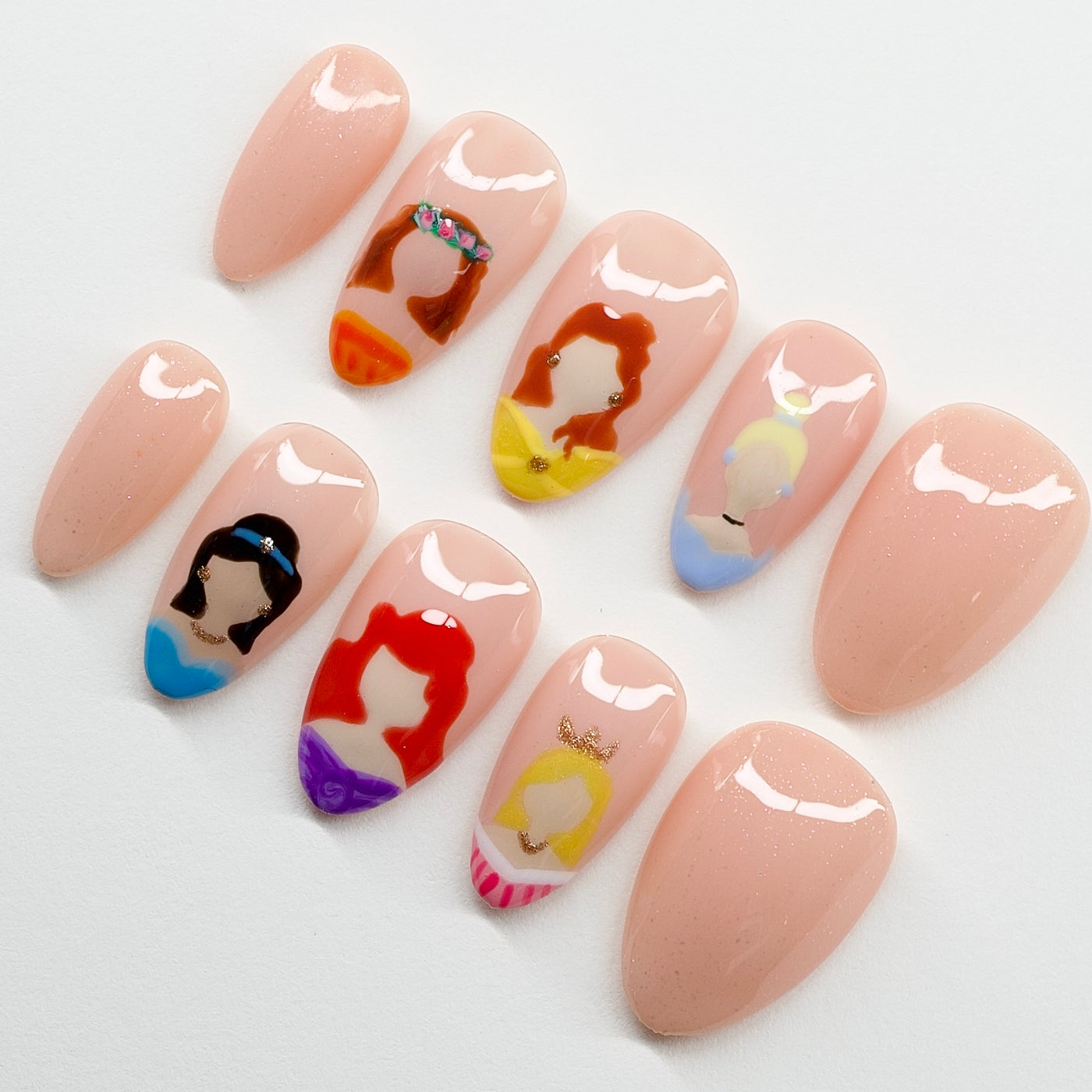 Fairytale Princess Silhouette | Hand-Painted Royalty Press-On Nails