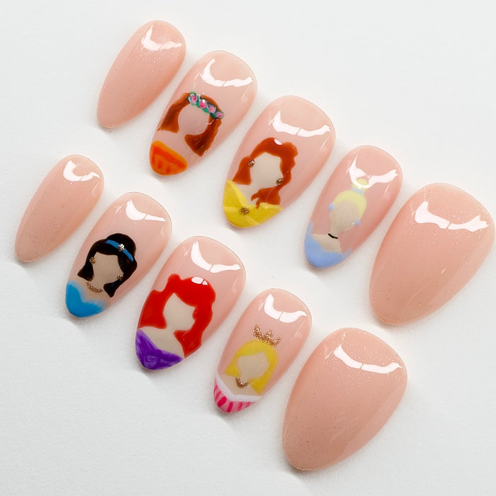 Fairytale Princess Silhouette | Hand-Painted Royalty Press-On Nails