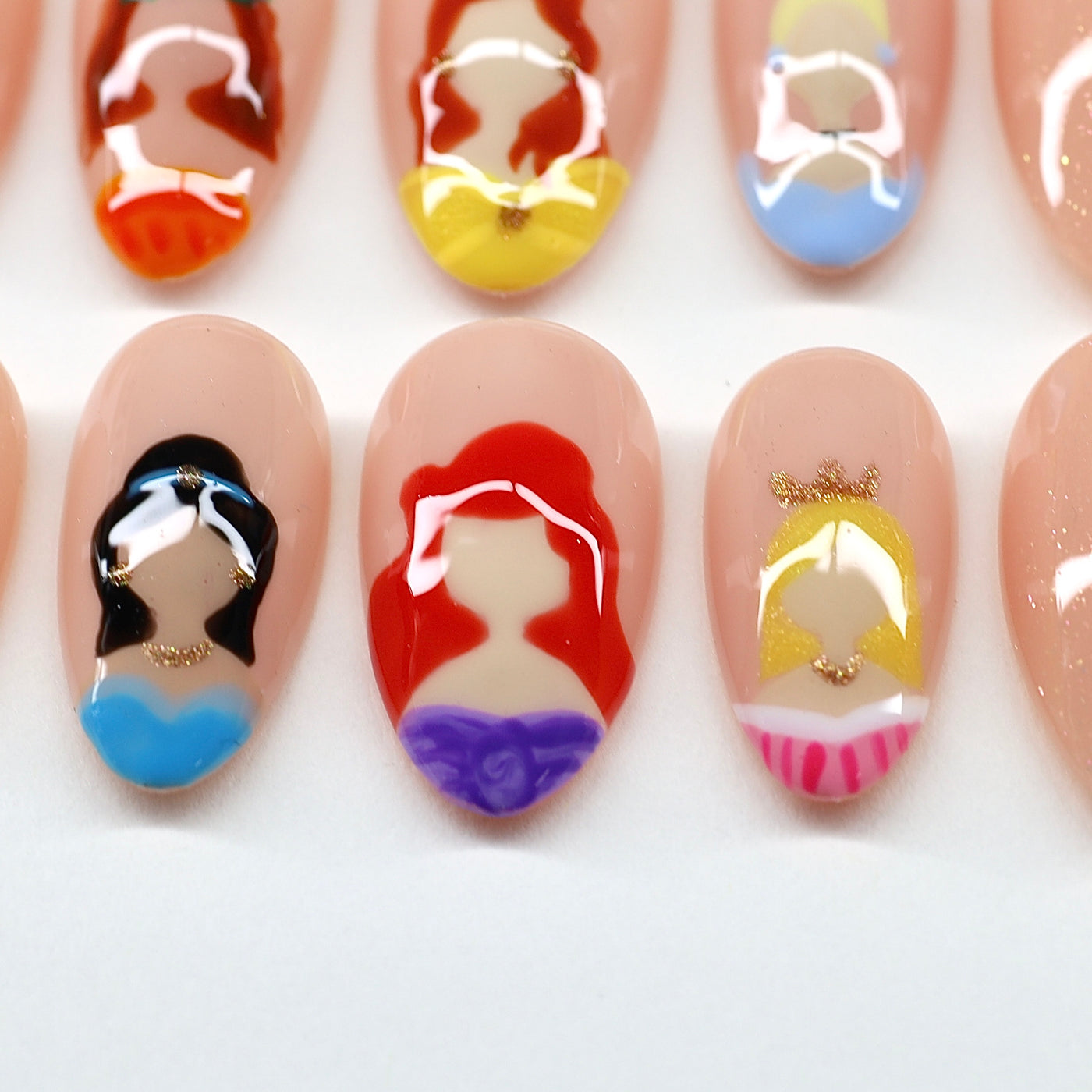 Fairytale Princess Silhouette | Hand-Painted Royalty Press-On Nails