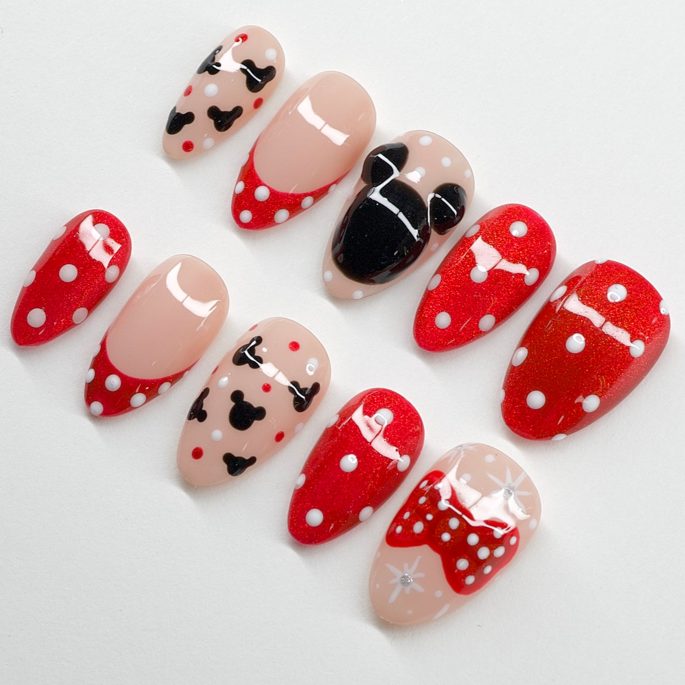 Magical Polka Dot & Bow | 3D Mouse Press-On Nails